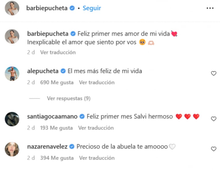 Barbie Vélez le dedicó un dulce mensaje a su hijo por su primer mes: "Inexplicable el amor que siento por vos"