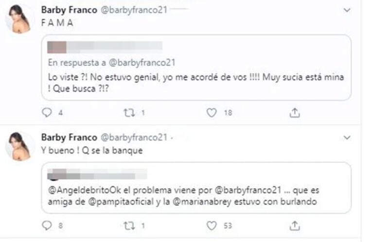 Barby Franco bancó a Pampita y fulminó a Mariana Brey tras su fuerte discusión: "Busca fama; que se la banque"