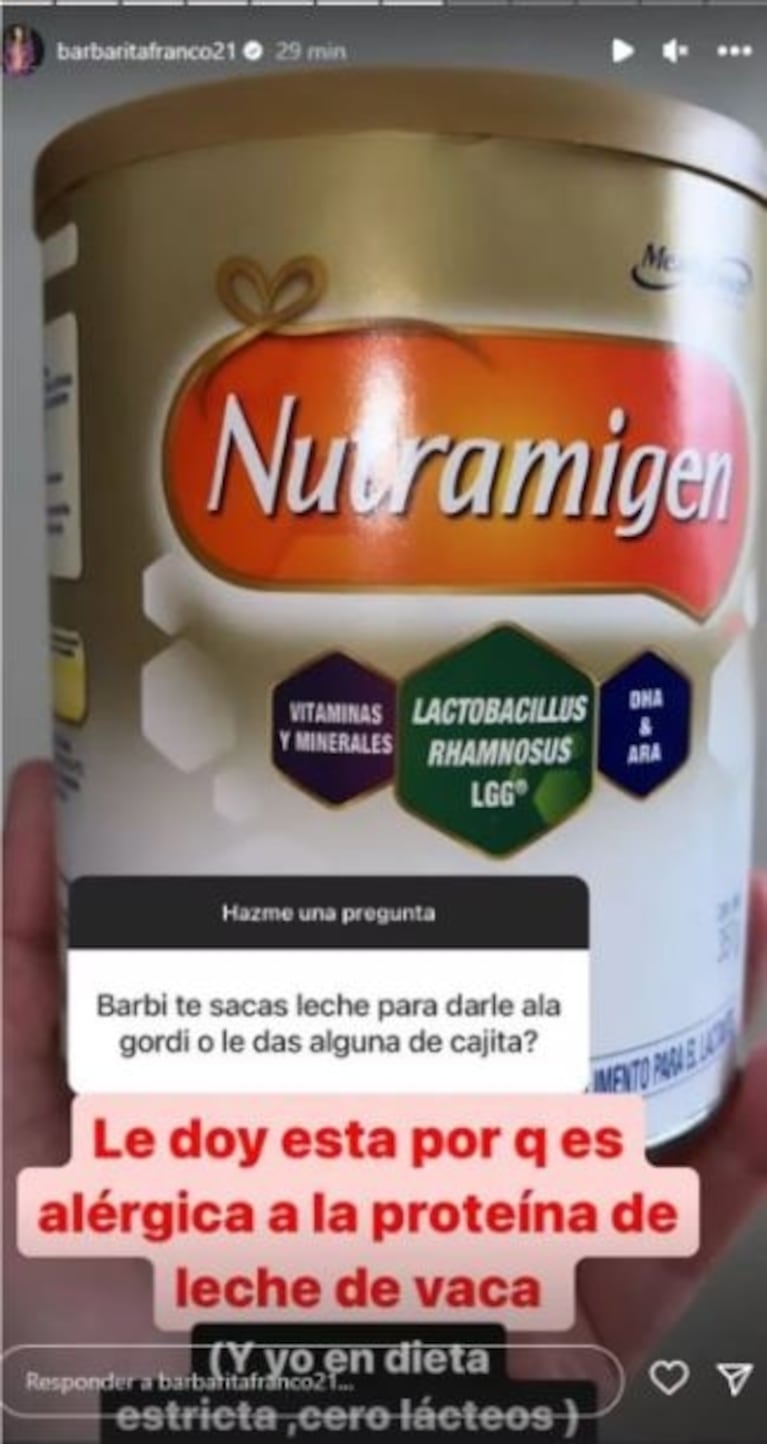 Barby Franco contó por qué su hija tiene lactancia mixta: "Hacía caca con gotitas de sangre"