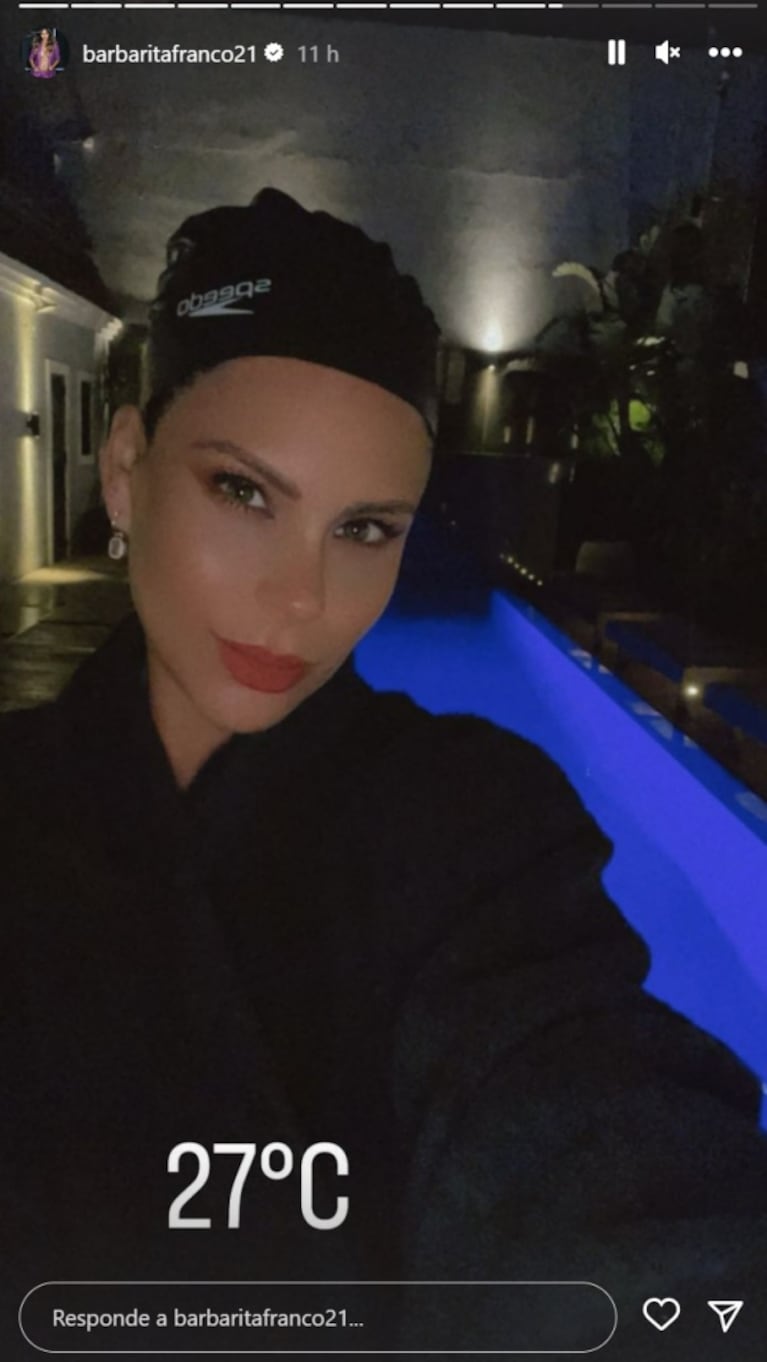 Barby Franco nadó de noche en su espectacular piscina con un glamouroso outfit 