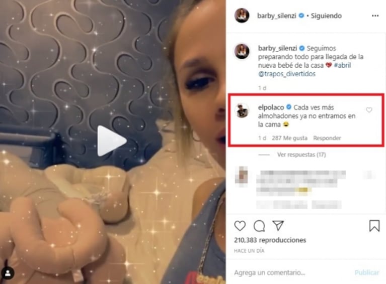 Barby Silenzi mostró cómo prepara el cuarto para la beba y El Polaco se quejó: "Cada vez más almohadones, ya no entramos en la cama"