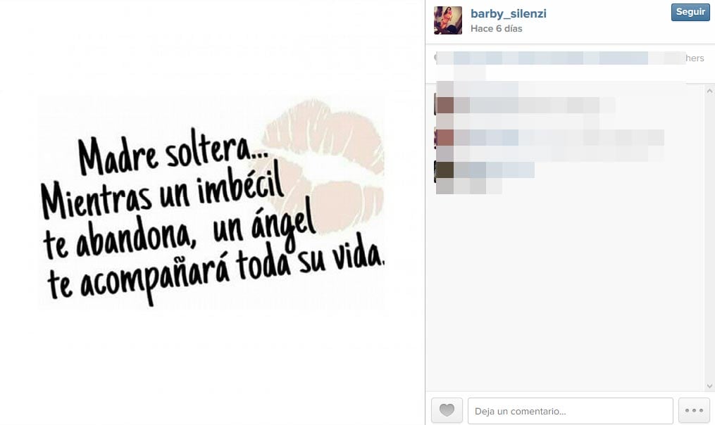 Barby Silenzi y una frase que posteó en Instagram.