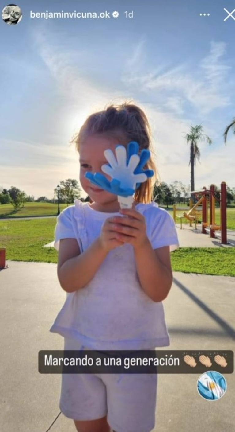 Benjamín Vicuña celebró la Copa Mundial con sus hijos Magnolia y Amancio