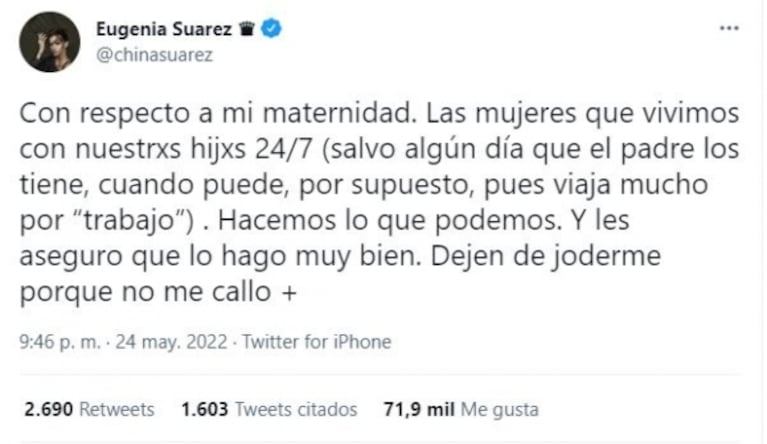 Benjamín Vicuña, contundente tras el posteo de la China Suárez sobre él: "Ya es una mujer adulta"