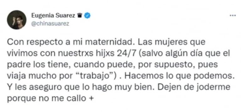 Benjamín Vicuña se defendió con todo tras el fuerte tweet de China Suárez sobre su rol como padre