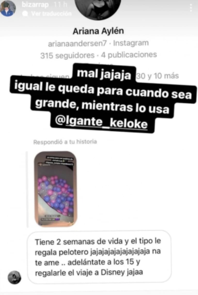 Bizarrap le hizo a L-Gante un extravagante regalo para su hija y provocó una lluvia de memes: "¡Tiene dos semanas de vida!"