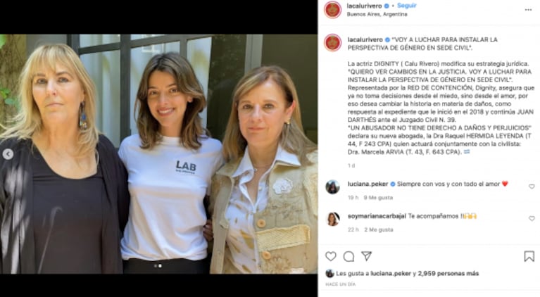 Calu Rivero cambió su estrategia judicial contra Juan Darthés: "Voy a luchar desde el amor"