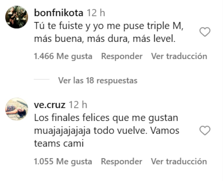 Cami Homs reaccionó en redes tras la separación de Rodrigo de Paul y Tini Stoessel: el apoyo de sus fans