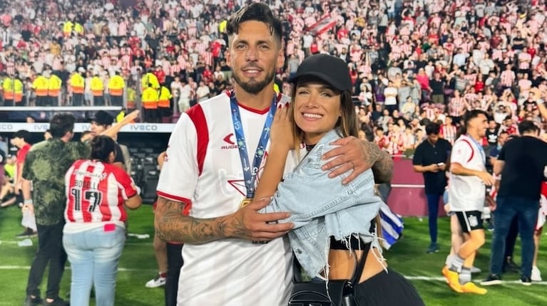 Camila Homs y José Sosa tras la consagración de Estudiantes en la Copa Argentina.