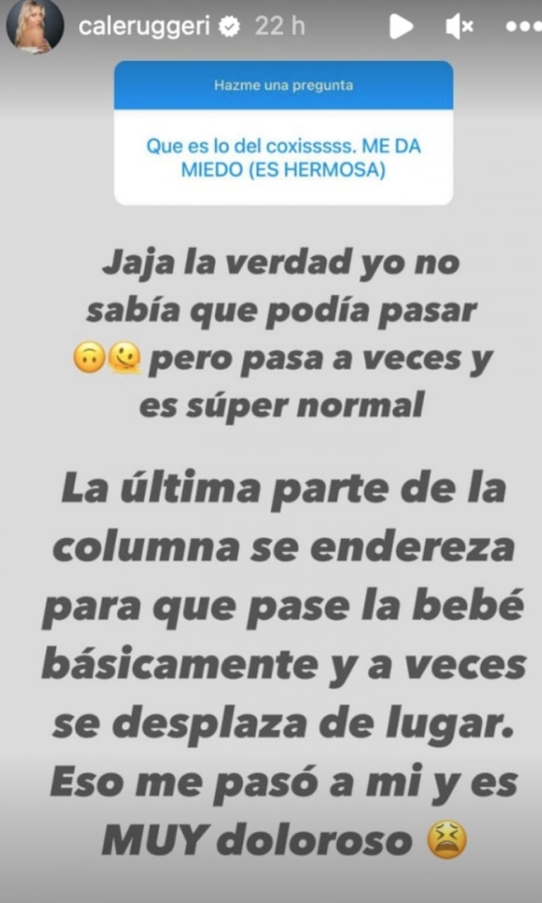 Cande Ruggeri contó que sufrió una lesión durante el parto de Vita: "Todavía me duele"