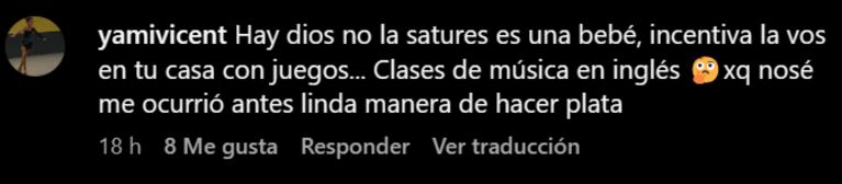 Cande Ruggeri reveló que su hija toma clases de música en inglés y en las redes la fulminaron: “Pavadas”