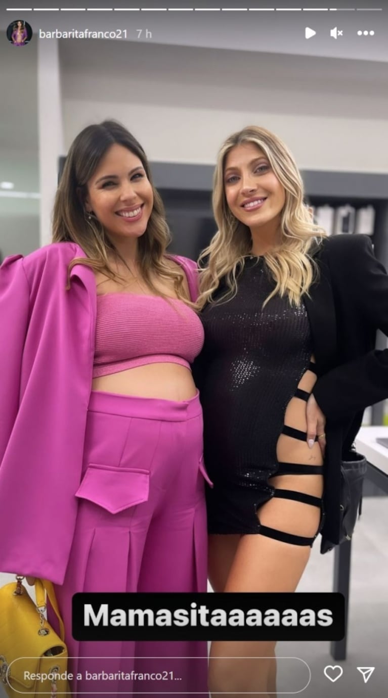 Cande Ruggeri y Barby Franco lucieron sus looks de embarazadas: del total pink a las lentejuelas