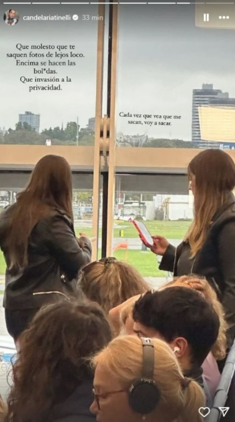 Cande Tinelli escrachó furiosa a quienes la fotografiaron en un aeropuerto: “¡Qué invasión!”