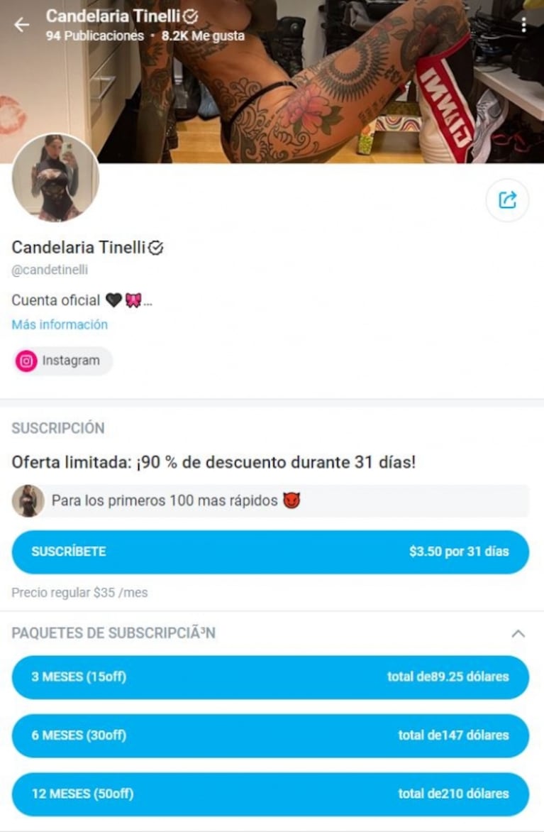 Cande Tinelli se sumó a una plataforma de contenido para adultos y ofrece regalos a sus primeros suscriptores: "¿Jugamos?"