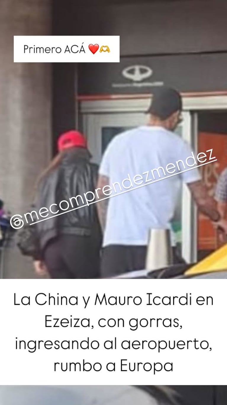 Captaron a Mauro Icardi y China Suárez yéndose a Europa: las fotos en el aeropuerto