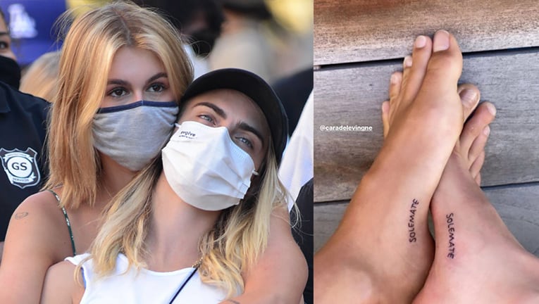  Cara y su ¿amiga? se hicieron el mismo tatuaje en el pie.