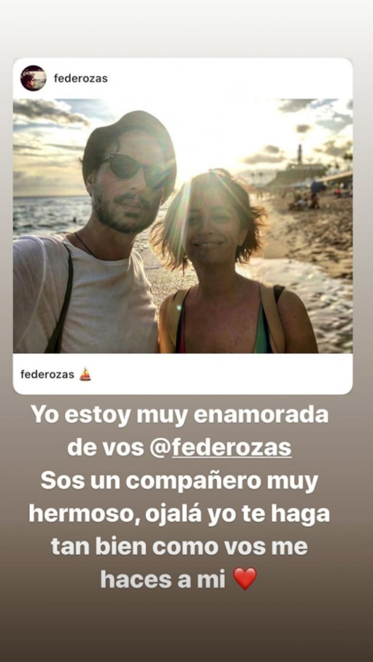 Carla Conte está súper enamorada y le dedicó un mensaje a su novio, Fede Rozas: "Sos un compañero hermoso"