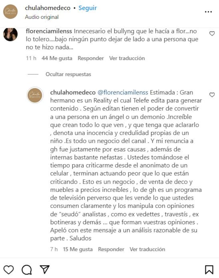 Carla De Stefano contra Gran Hermano 