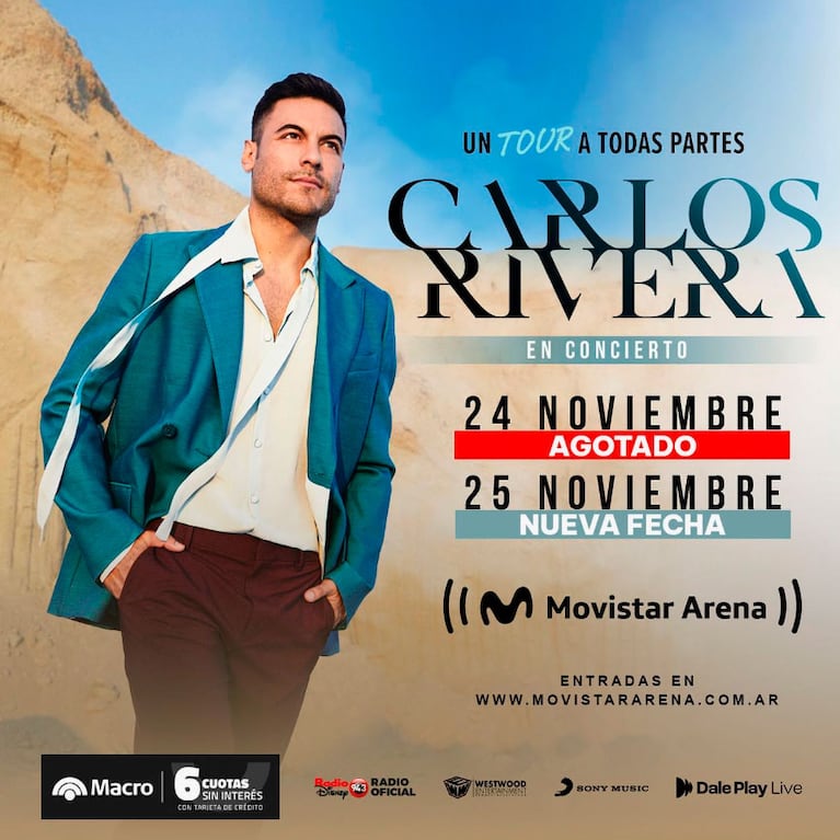 Carlos Rivera, en el Movistar Arena de Buenos Aires.