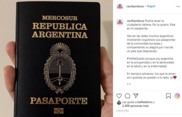 Cecilia Milone les dedicó una polémica frase a los argentinos que se van del país: "Cuando las cosas mejoren, no vuelvan"