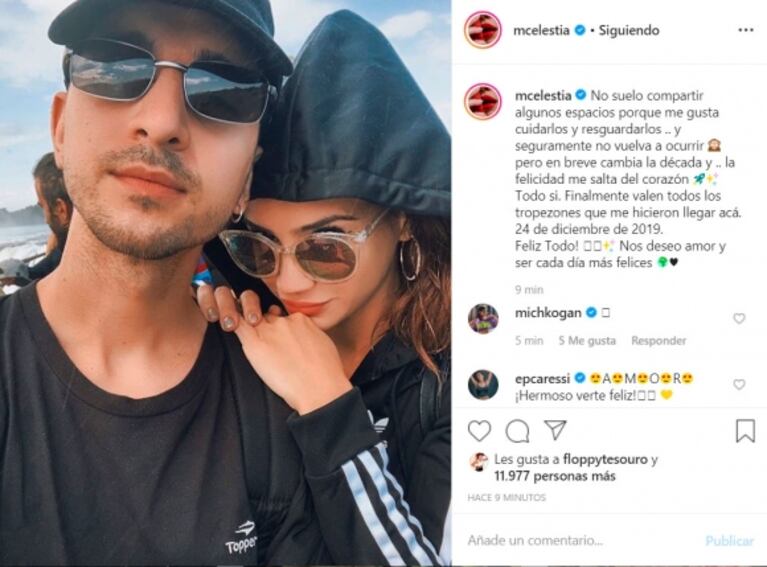 Celeste Cid publicó la primera foto con su novio: "La felicidad me salta del corazón; valieron los tropezones"