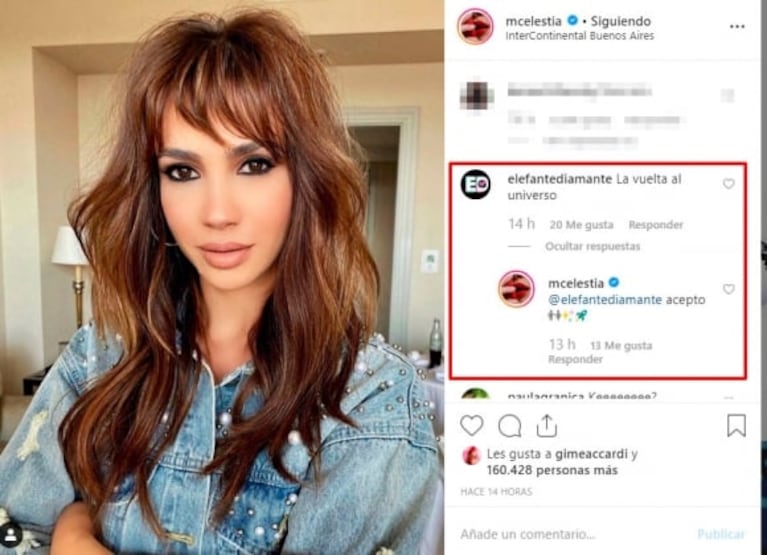 Celeste Cid renovó su look para una producción y su novio le dejó un dulce comentario: "La vuelta al Universo"