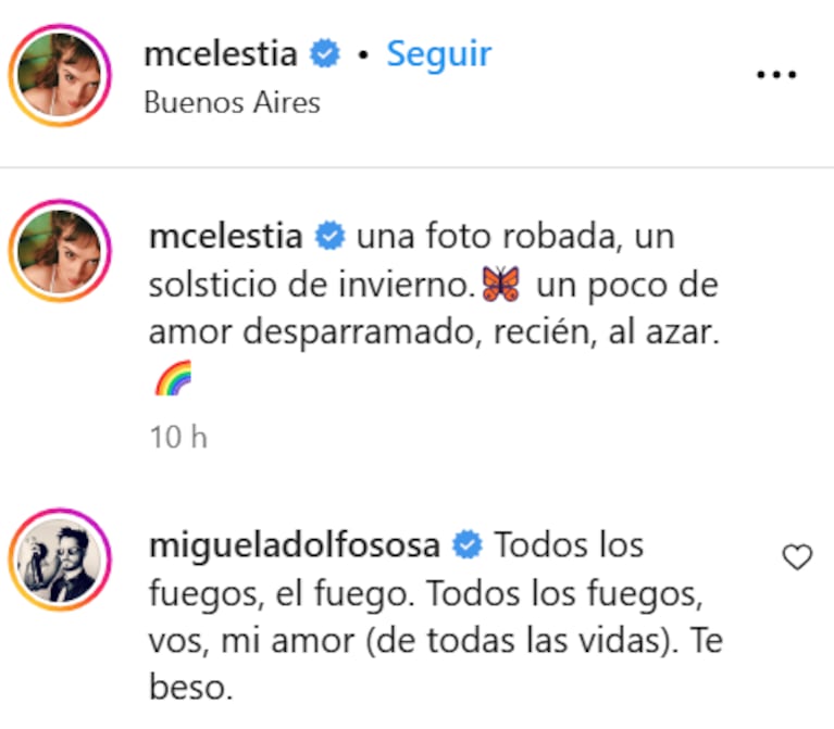 Celeste Cid se mostró a los besos con Abril Sosa para celebrar la noche más larga del año