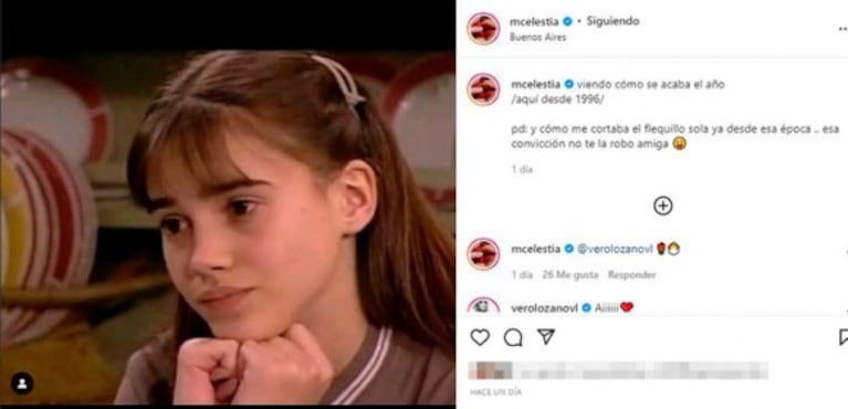 Celeste Cid sorprendió con una foto retro de Chiquititas: "Me cortaba el flequillo sola"