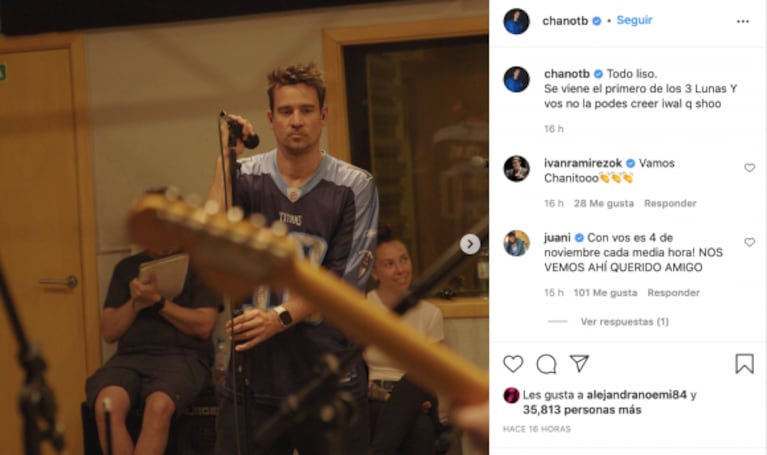 Chano compartió significativas fotos ensayando con su banda en plena recuperación: "Vos no la podés creer"