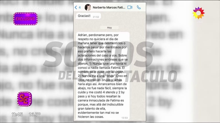 Chat Norberto Marcos sobre Fátima Florez.