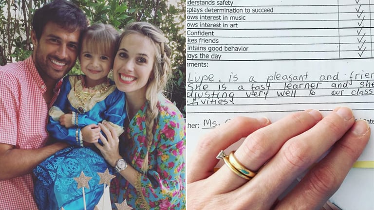 Chechu Bonelli mostró el "boletín" estadounidense de su hija Lupe. Fotos: Instagram.