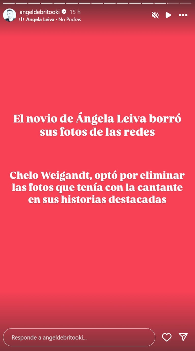 Chelo y Ángela, ¿separados? Foto: IG | angeldebritooki