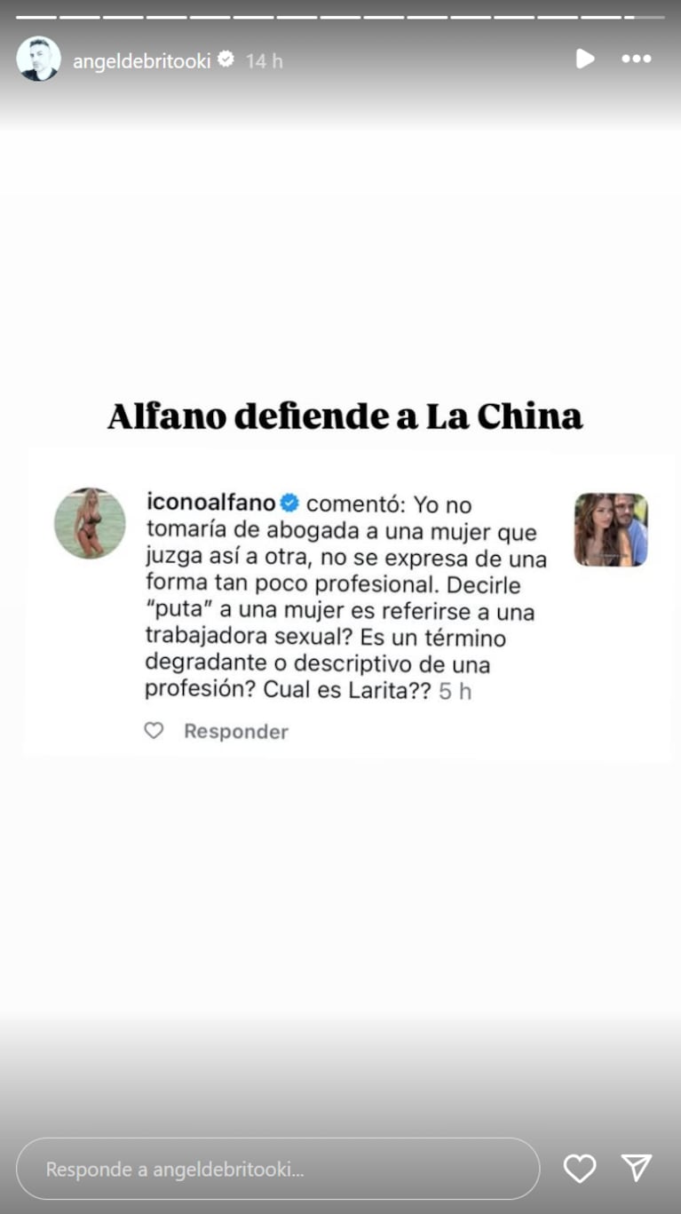 China, en conflicto con Lara, la exabogada de Mauro. Foto: IG | angeldebritooki