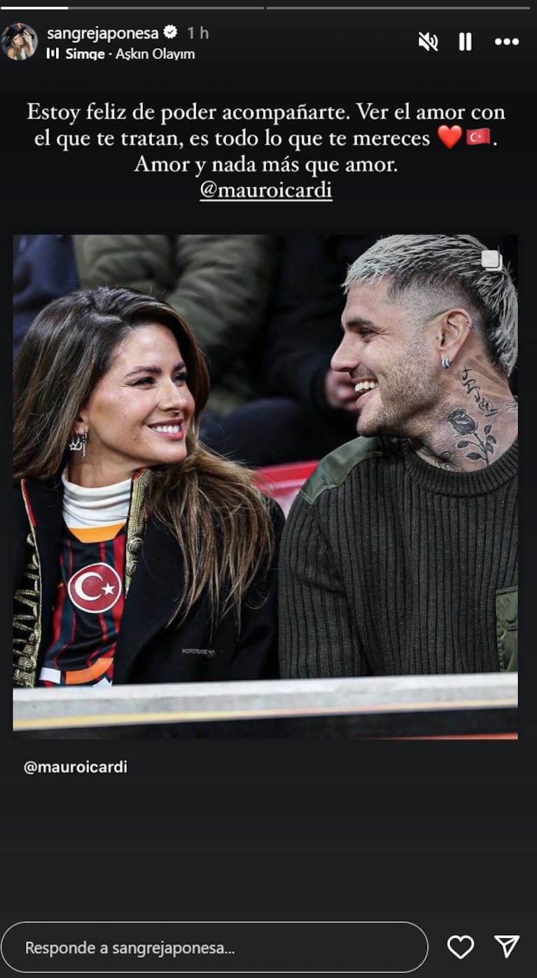 China le declaró su amor a Mauro tras el partido. Foto: IG | sangrejaponesa