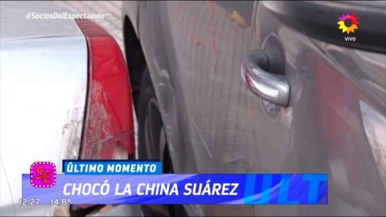 China Suárez chocó un auto estacionado al escapar de la prensa: las imágenes 