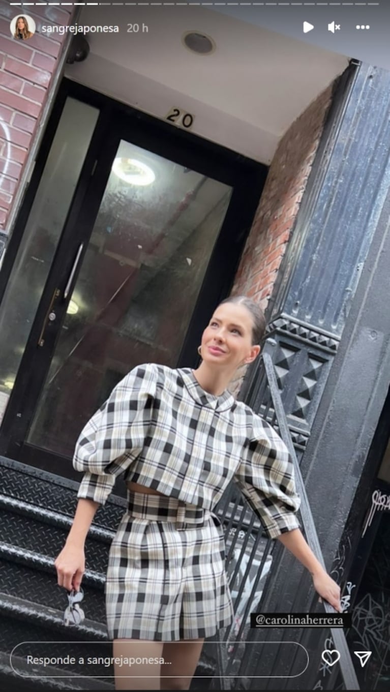 China Suárez impactó con un total outfit cuadrillé para pasear por Nueva York con Rusherking