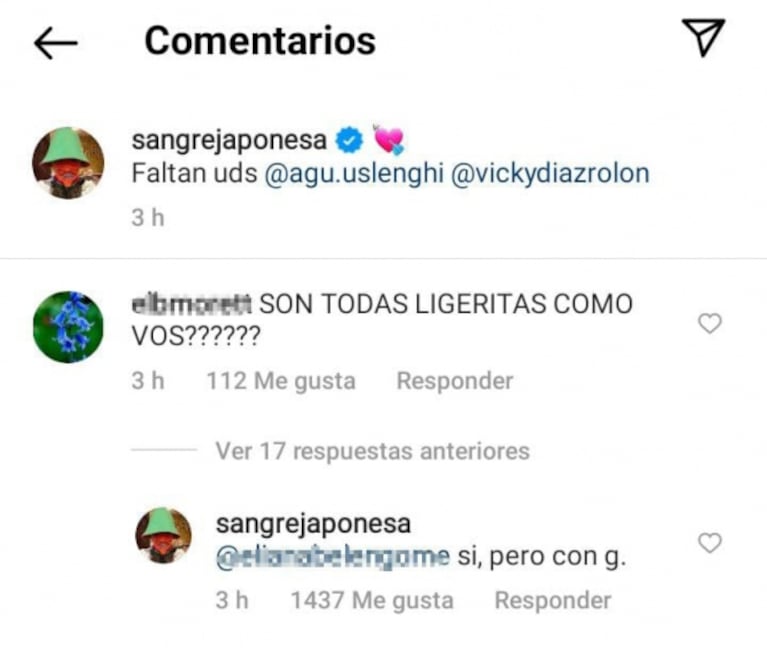 China Suárez lanzó una picantísima respuesta a un seguidor que le dejó un desagradable mensaje: "¿Tus amigas son ligeritas como vos?"