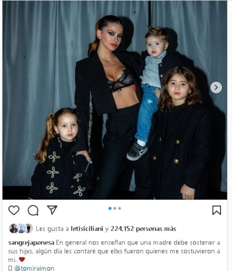 China Suárez les dedicó un profundo mensaje a sus hijos: "Algún día les contaré que ellos me sostuvieron a mí"