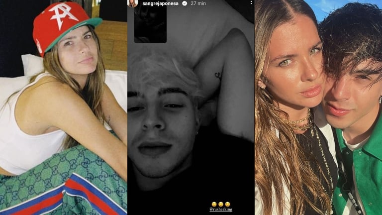 China Suárez mostró su videollamada nocturna con Rusherking junto a un pícaro emoji (Fotos: Instagram e Instagram Stories)