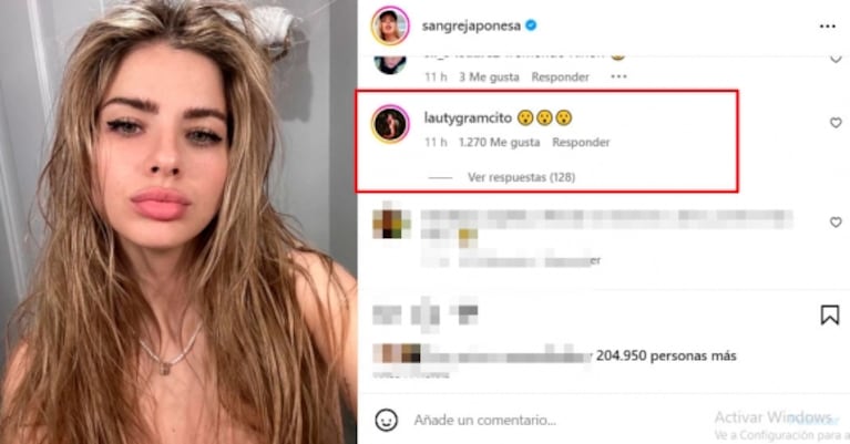 China Suárez publicó una sensual foto y Lauty Gram le dejó un pícaro comentario