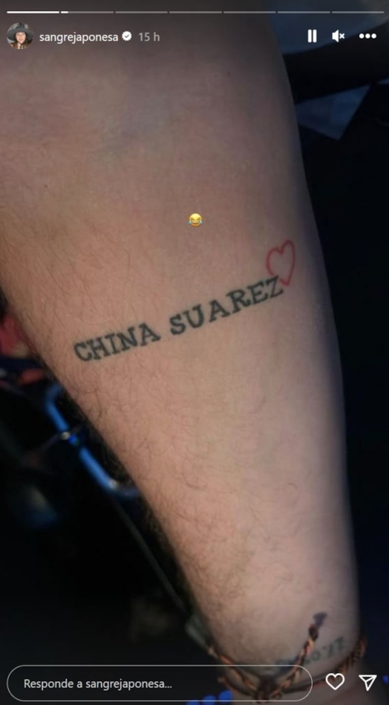 China Suárez reaccionó ante un fan que se tatuó su nombre y apellido en el antebrazo