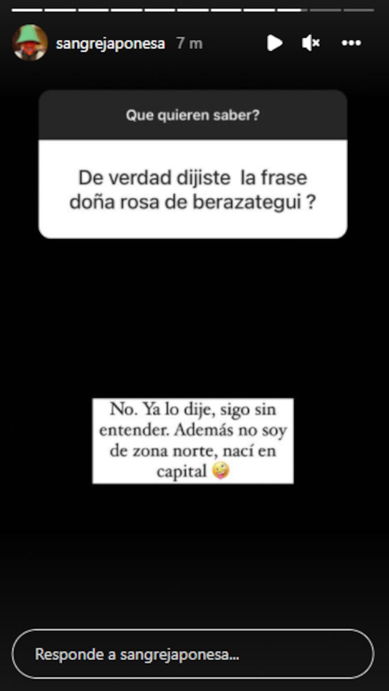 China Suárez respondió si es verdad que dijo la frase "no soy Rosa de Berazategui, soy la China de Zona Norte"