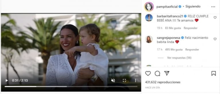 China Súarez sorprendió al dedicarle un dulce mensaje a Ana, la hija de Pampita