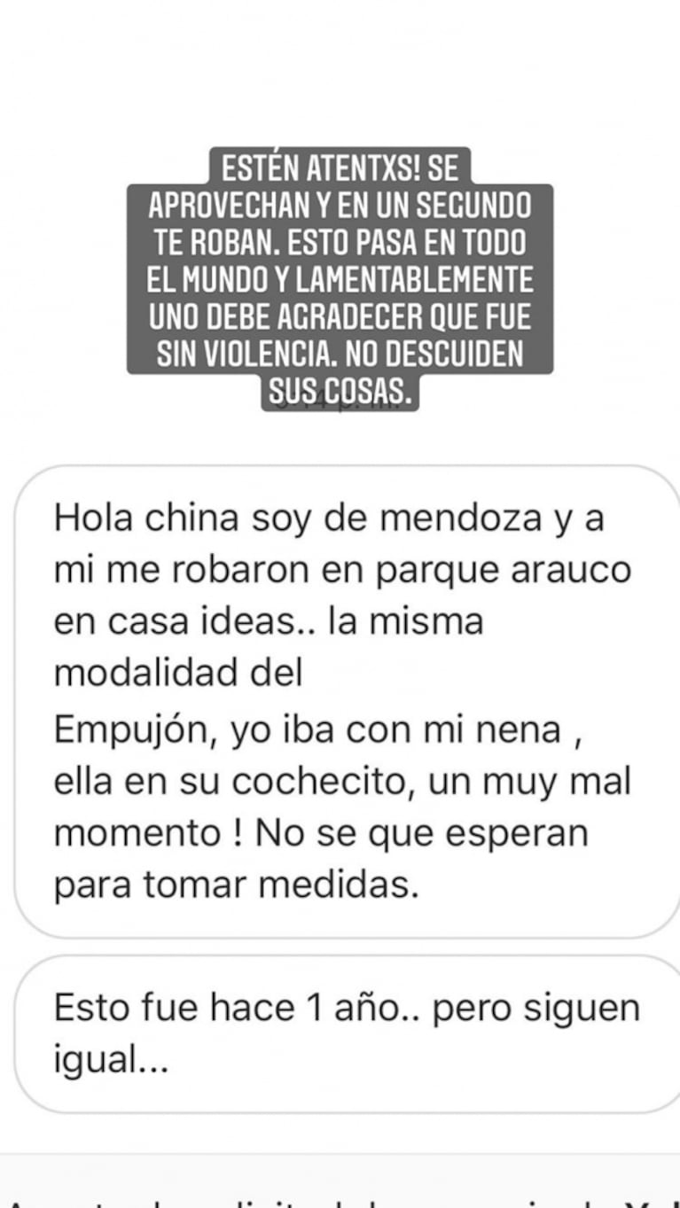 China Suárez sufrió un robo en Chile cuando estaba con sus hijos: "Me sacaron la billetera con todos documentos"