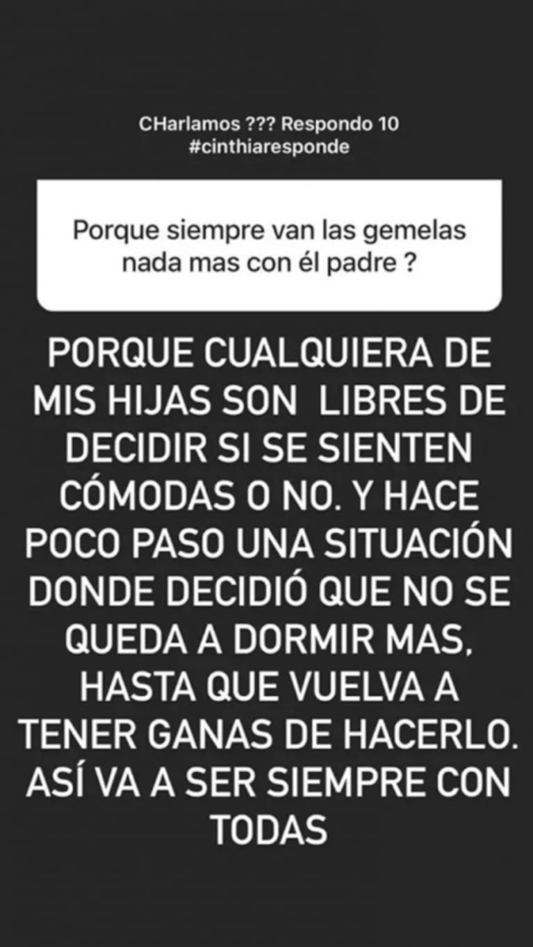 Cinthia Fernández explicó que su hija menor no se queda en la casa de Matías Defederico: "Ella lo decidió"