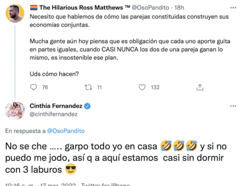 Cinthia Fernández habló de sus gastos en medio de su conflicto con Matías Defederico: "Estoy casi sin dormir y con tres laburos"