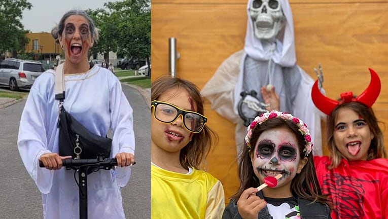 Cinthia Fernández posteó las fotos más "aterradoras" disfrazada con sus hijas por Halloween.