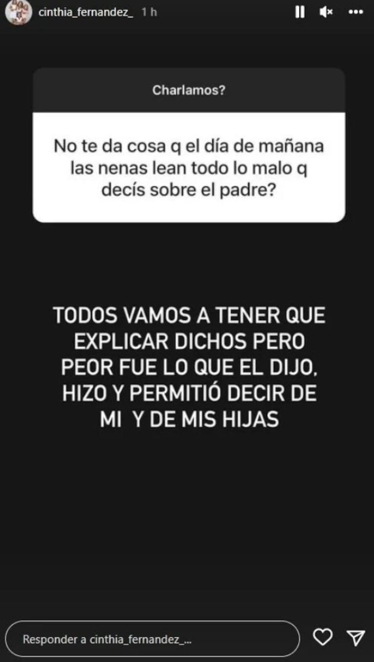 Cinthia Fernández respondió contundente sobre la posibilidad de que sus hijas lean sus críticas a Matías Defederico