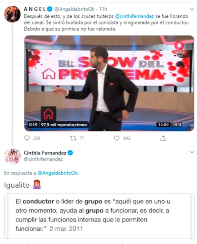 Cinthia Fernández se fue llorando luego de un incómodo cruce en vivo con Nicolás Magaldi y una broma del sonidista