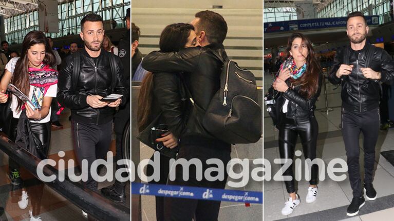 Cinthia Fernández y Martín Baclini, rumbo a sus primeras vacaciones juntos. (Foto: Movilpress)